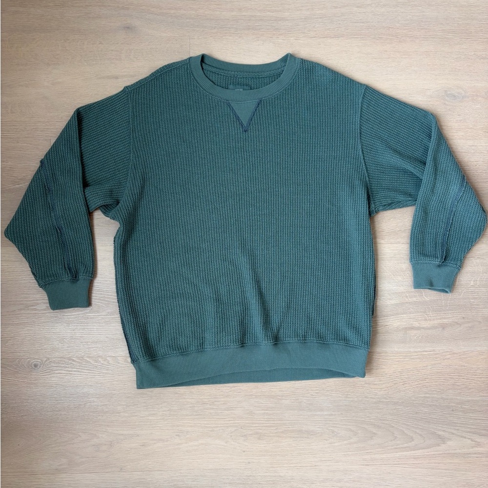 Women’s Green Thermal Crewneck Sweater